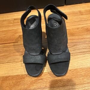 Vince camuto black open toe wedge bootie